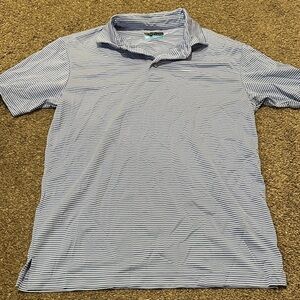 *DONATED* PGA Tour Men's White and Blue Striped Polo